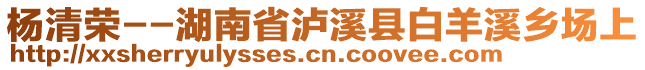 楊清榮--湖南省瀘溪縣白羊溪鄉(xiāng)場上