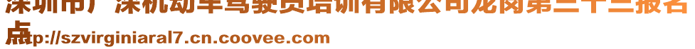 深圳市廣深機(jī)動車駕駛員培訓(xùn)有限公司龍崗第三十三報(bào)名
點(diǎn)