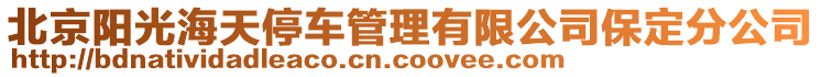 北京陽(yáng)光海天停車管理有限公司保定分公司