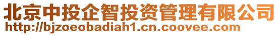 北京中投企智投資管理有限公司