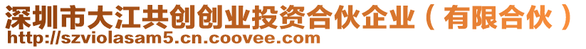 深圳市大江共創(chuàng)創(chuàng)業(yè)投資合伙企業(yè)（有限合伙）