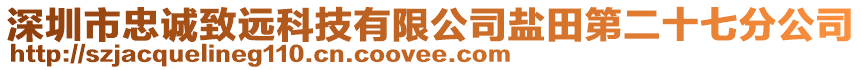 深圳市忠誠致遠科技有限公司鹽田第二十七分公司