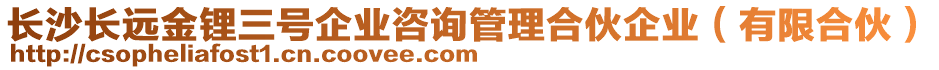 長(zhǎng)沙長(zhǎng)遠(yuǎn)金鋰三號(hào)企業(yè)咨詢(xún)管理合伙企業(yè)（有限合伙）