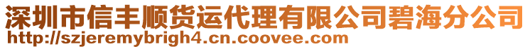 深圳市信豐順貨運(yùn)代理有限公司碧海分公司