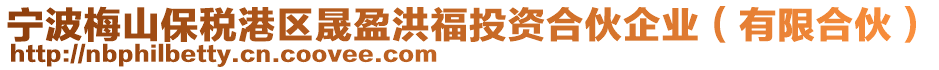 寧波梅山保稅港區(qū)晟盈洪福投資合伙企業(yè)（有限合伙）