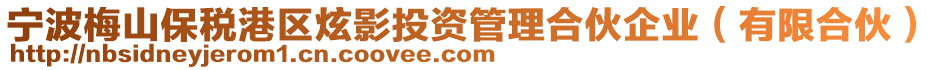 寧波梅山保稅港區(qū)炫影投資管理合伙企業(yè)（有限合伙）