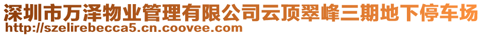 深圳市萬澤物業管理有限公司云頂翠峰三期地下停車場
