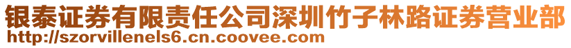 銀泰證券有限責(zé)任公司深圳竹子林路證券營(yíng)業(yè)部