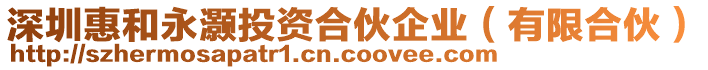 深圳惠和永灝投資合伙企業(yè)(有限合伙)