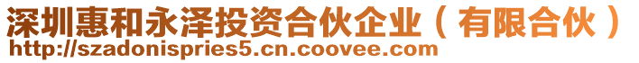 深圳惠和永澤投資合伙企業(有限合伙)