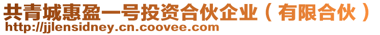 共青城惠盈一號投資合伙企業(yè)（有限合伙）