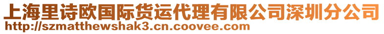 上海里詩歐國際貨運代理有限公司深圳分公司