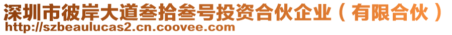 深圳市彼岸大道叁拾叁號投資合伙企業(yè)（有限合伙）