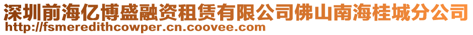 深圳前海億博盛融資租賃有限公司佛山南海桂城分公司