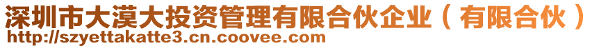 深圳市大漠大投資管理有限合伙企業(yè)（有限合伙）