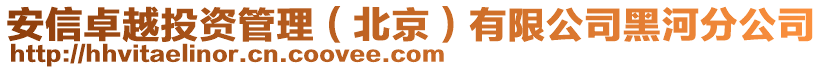 安信卓越投資管理（北京）有限公司黑河分公司