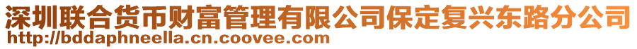 深圳聯合貨幣財富管理有限公司保定復興東路分公司