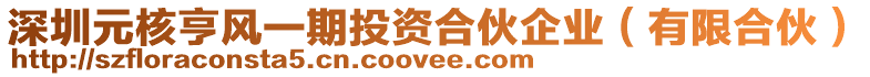 深圳元核亨風一期投資合伙企業(有限合伙)