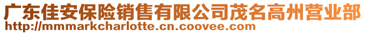 廣東佳安保險銷售有限公司茂名高州營業(yè)部