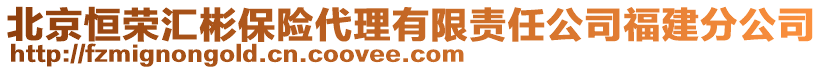 北京恒榮匯彬保險(xiǎn)代理有限責(zé)任公司福建分公司