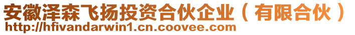 安徽澤森飛揚投資合伙企業(有限合伙)
