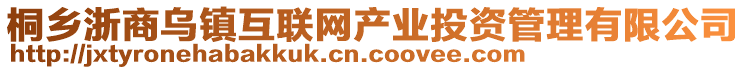 桐鄉(xiāng)浙商烏鎮(zhèn)互聯(lián)網(wǎng)產(chǎn)業(yè)投資管理有限公司