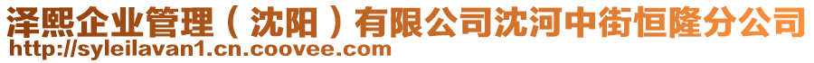 澤熙企業管理(沈陽)有限公司沈河中街恒隆分公司