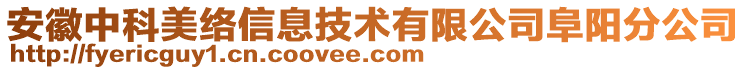 安徽中科美絡(luò)信息技術(shù)有限公司阜陽分公司