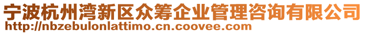 寧波杭州灣新區(qū)眾籌企業(yè)管理咨詢有限公司