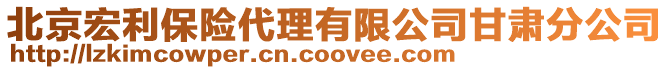 北京宏利保險代理有限公司甘肅分公司