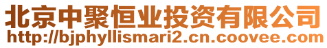 北京中聚恒業投資有限公司