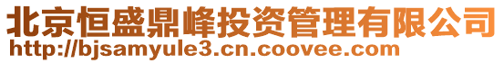 北京恒盛鼎峰投資管理有限公司