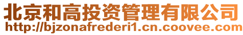 北京和高投資管理有限公司