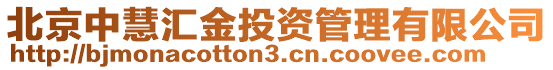 北京中慧匯金投資管理有限公司