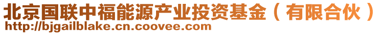 北京國(guó)聯(lián)中福能源產(chǎn)業(yè)投資基金(有限合伙)