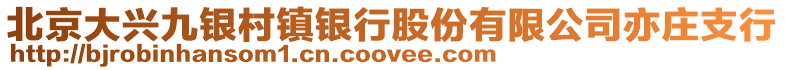 北京大興九銀村鎮(zhèn)銀行股份有限公司亦莊支行