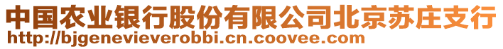 中國(guó)農(nóng)業(yè)銀行股份有限公司北京蘇莊支行