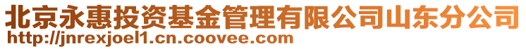 北京永惠投資基金管理有限公司山東分公司