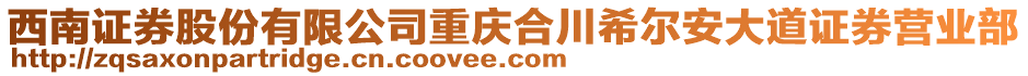 西南證券股份有限公司重慶合川希爾安大道證券營業(yè)部