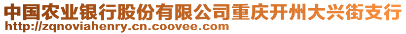 中國(guó)農(nóng)業(yè)銀行股份有限公司重慶開州大興街支行