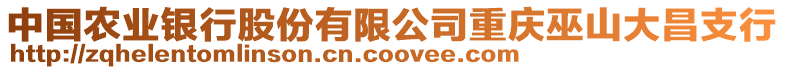 中國(guó)農(nóng)業(yè)銀行股份有限公司重慶巫山大昌支行