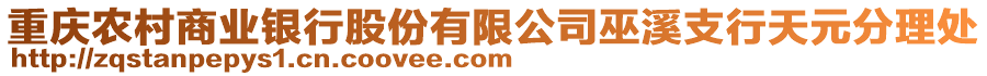 重慶農村商業銀行股份有限公司巫溪支行天元分理處