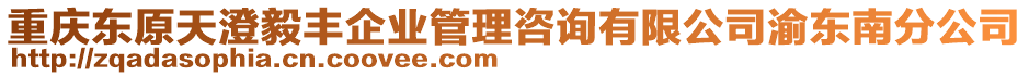 重慶東原天澄毅豐企業(yè)管理咨詢有限公司渝東南分公司