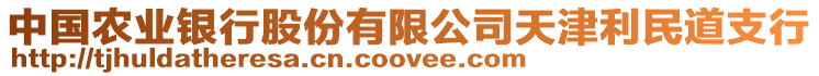 中國(guó)農(nóng)業(yè)銀行股份有限公司天津利民道支行