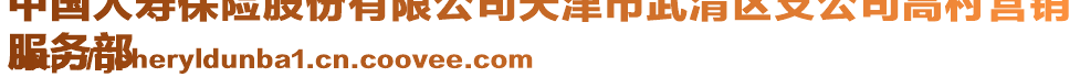 中國人壽保險股份有限公司天津市武清區(qū)支公司高村營銷
服務(wù)部