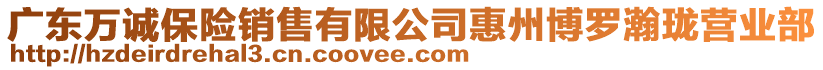廣東萬誠保險銷售有限公司惠州博羅瀚瓏營業部