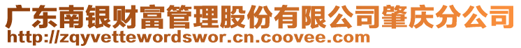 廣東南銀財富管理股份有限公司肇慶分公司