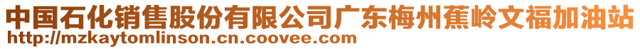 中國(guó)石化銷售股份有限公司廣東梅州蕉嶺文福加油站