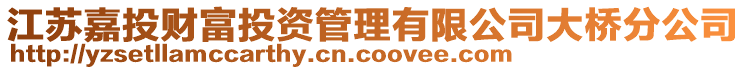 江蘇嘉投財富投資管理有限公司大橋分公司