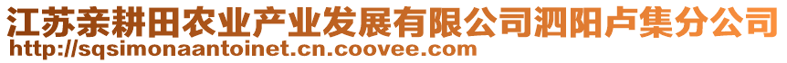 江蘇親耕田農(nóng)業(yè)產(chǎn)業(yè)發(fā)展有限公司泗陽(yáng)盧集分公司